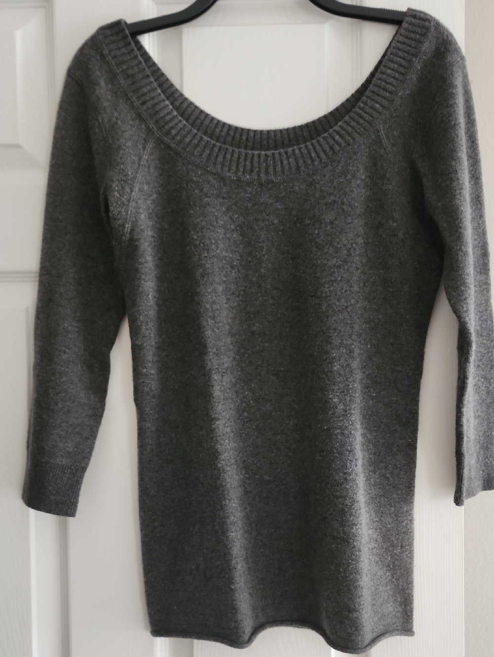 Club Monaco Charcoal 100% Italian Cashmere Off-the-Shoulder Sweater